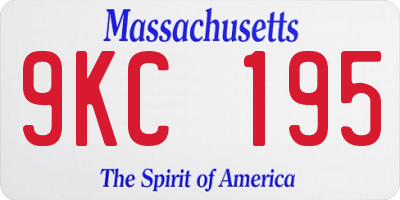 MA license plate 9KC195
