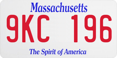 MA license plate 9KC196