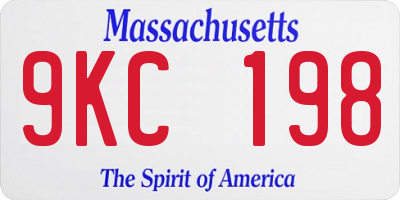 MA license plate 9KC198
