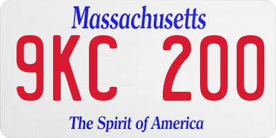 MA license plate 9KC200