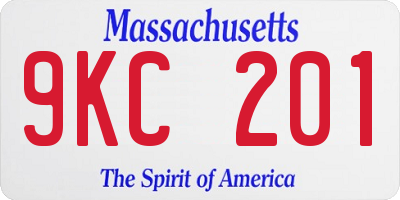MA license plate 9KC201