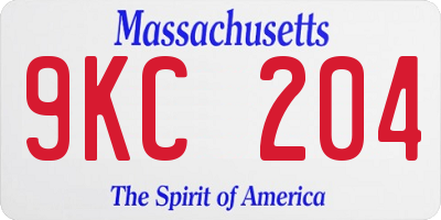 MA license plate 9KC204