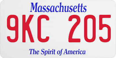 MA license plate 9KC205