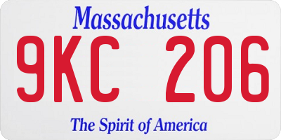 MA license plate 9KC206