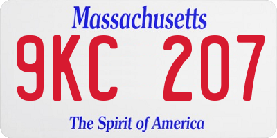MA license plate 9KC207