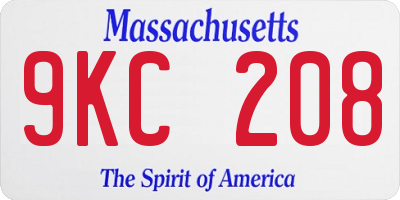 MA license plate 9KC208