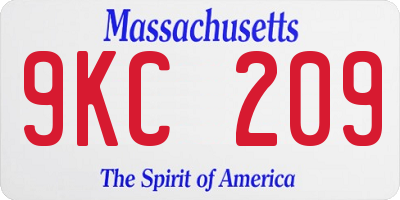 MA license plate 9KC209
