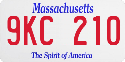 MA license plate 9KC210