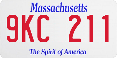 MA license plate 9KC211