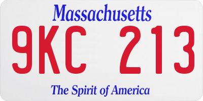 MA license plate 9KC213