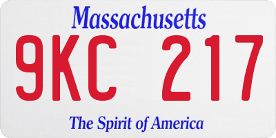 MA license plate 9KC217