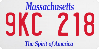 MA license plate 9KC218