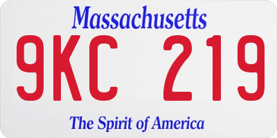 MA license plate 9KC219