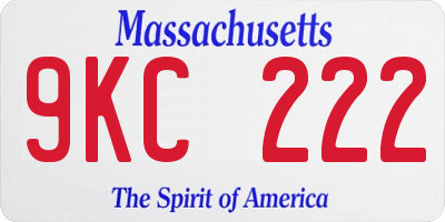 MA license plate 9KC222