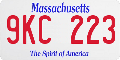 MA license plate 9KC223
