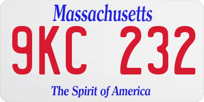 MA license plate 9KC232