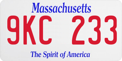 MA license plate 9KC233