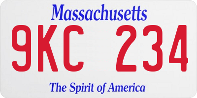 MA license plate 9KC234