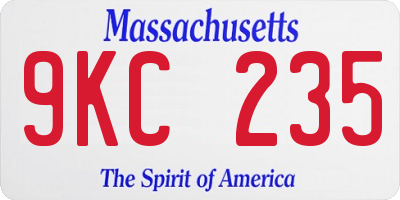 MA license plate 9KC235