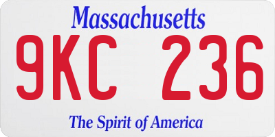 MA license plate 9KC236