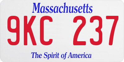 MA license plate 9KC237