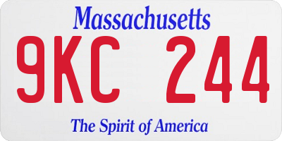 MA license plate 9KC244