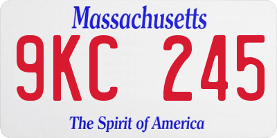 MA license plate 9KC245