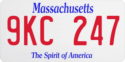 MA license plate 9KC247