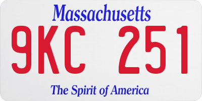 MA license plate 9KC251
