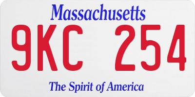 MA license plate 9KC254