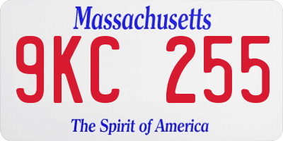 MA license plate 9KC255