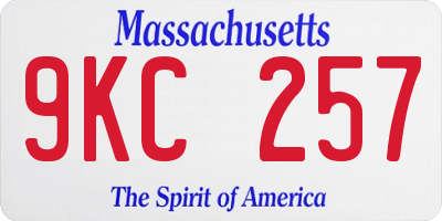 MA license plate 9KC257