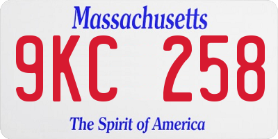 MA license plate 9KC258