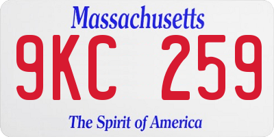 MA license plate 9KC259