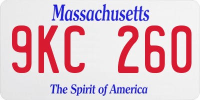 MA license plate 9KC260