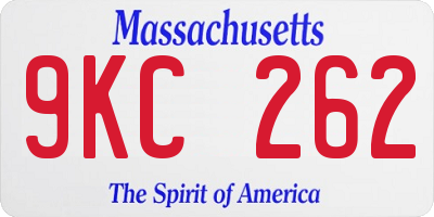 MA license plate 9KC262