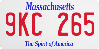 MA license plate 9KC265