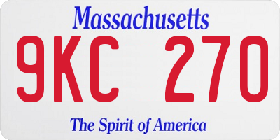 MA license plate 9KC270