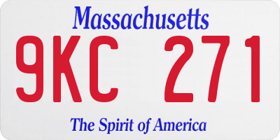 MA license plate 9KC271