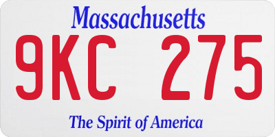 MA license plate 9KC275