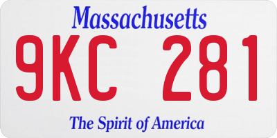 MA license plate 9KC281