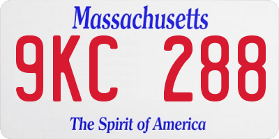 MA license plate 9KC288