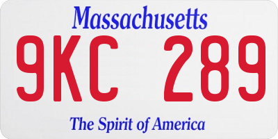 MA license plate 9KC289