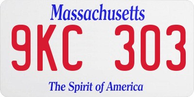 MA license plate 9KC303