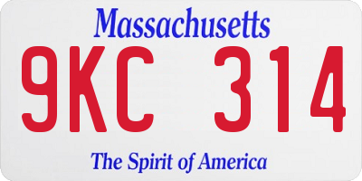 MA license plate 9KC314