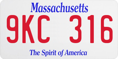 MA license plate 9KC316