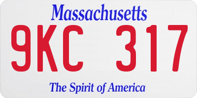 MA license plate 9KC317