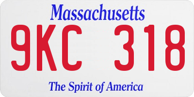 MA license plate 9KC318