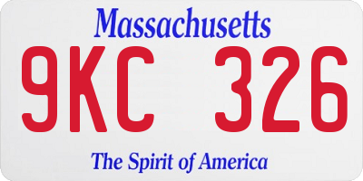 MA license plate 9KC326