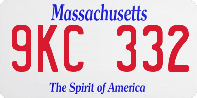MA license plate 9KC332